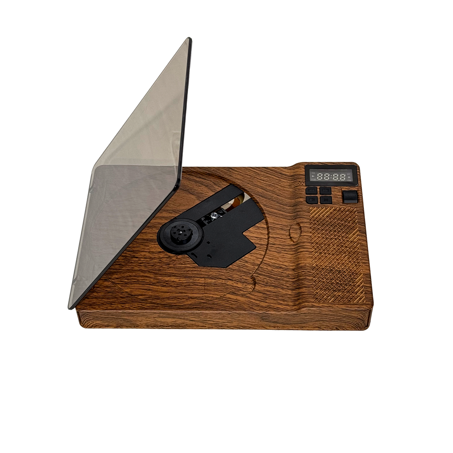 SchwayShop Vintage Wood Grain CD Player with Built-in Speakers