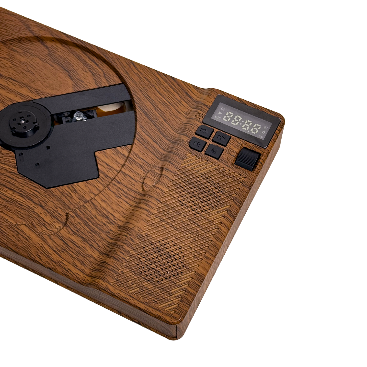 SchwayShop Vintage Wood Grain CD Player with Built-in Speakers