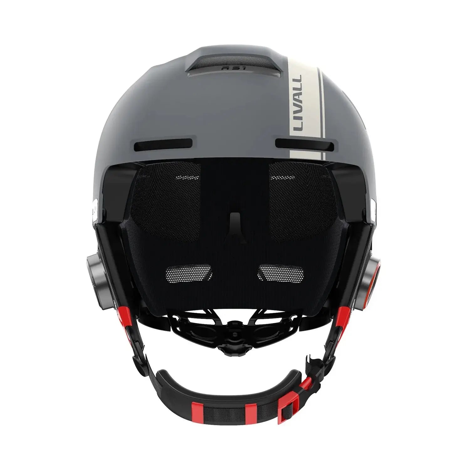 LIVALL RS1 smart ski helmet with integrated Bluetooth speakers, PTT walkie-talkie, built-in denoising microphone, live location sharing, fall detection, and impact protection for a safer and more connected skiing experience.