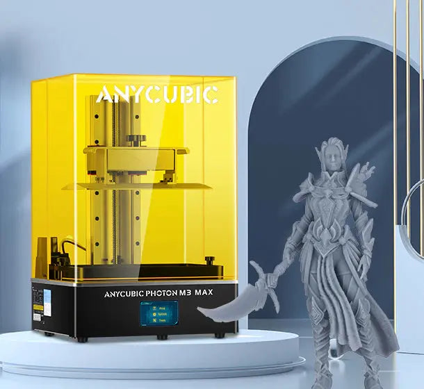 Anycubic Photon M3 Max: resin 3d printer with 14.7L large print volume, 13.6’’ 7k high-definition screen, auto resin filler. Equipped with a matrix light source system that has 84 LEDs, increases the printing speed up to 60mm/h. The self-developed Anycubic Photon Workshop 3.0 series slicing software, enables one-click repair for damaged models, improves hole punching and slicing speed