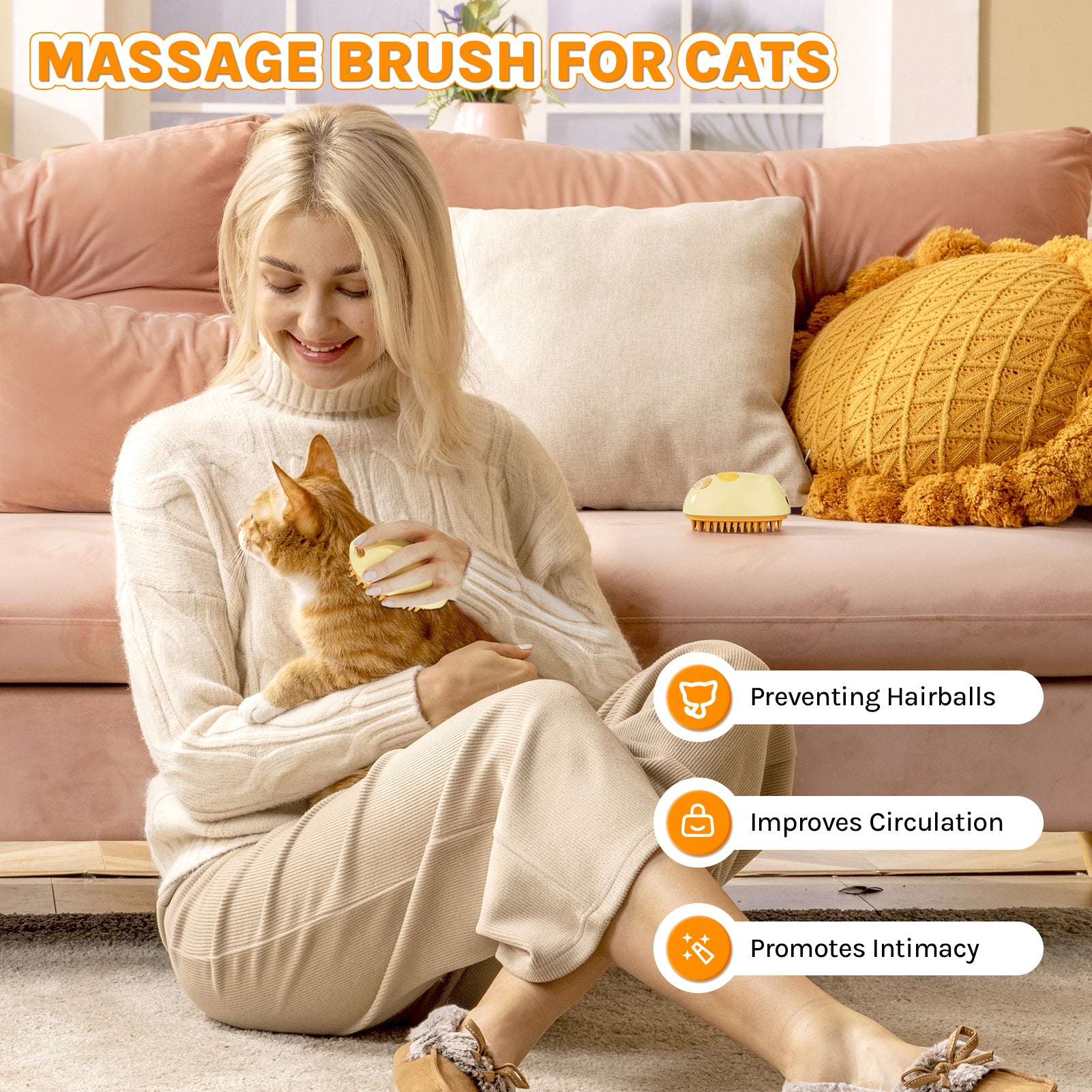 WaGrin Tame Fur Pet Spray Mist Brush: Grooming & Massage Tool for Furry Friend - SchwayShop