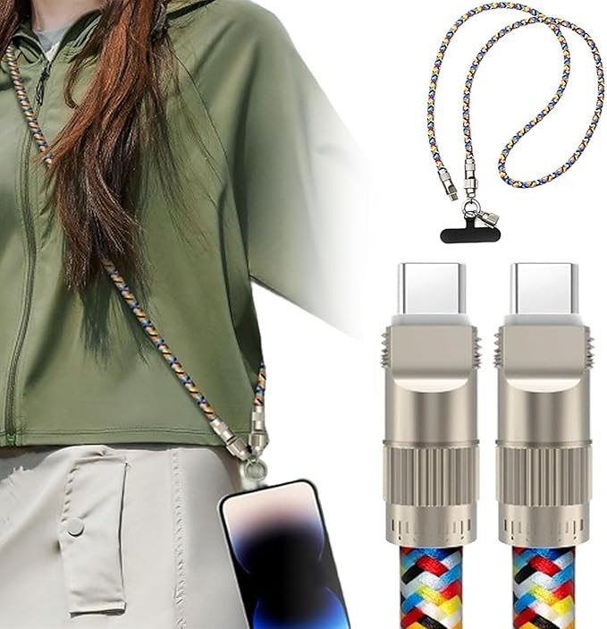 2-in-1 PD 60W Fast Charge Phone Lanyard: Hands-Free, Anti-Drop, Always Ready - SchwayShop