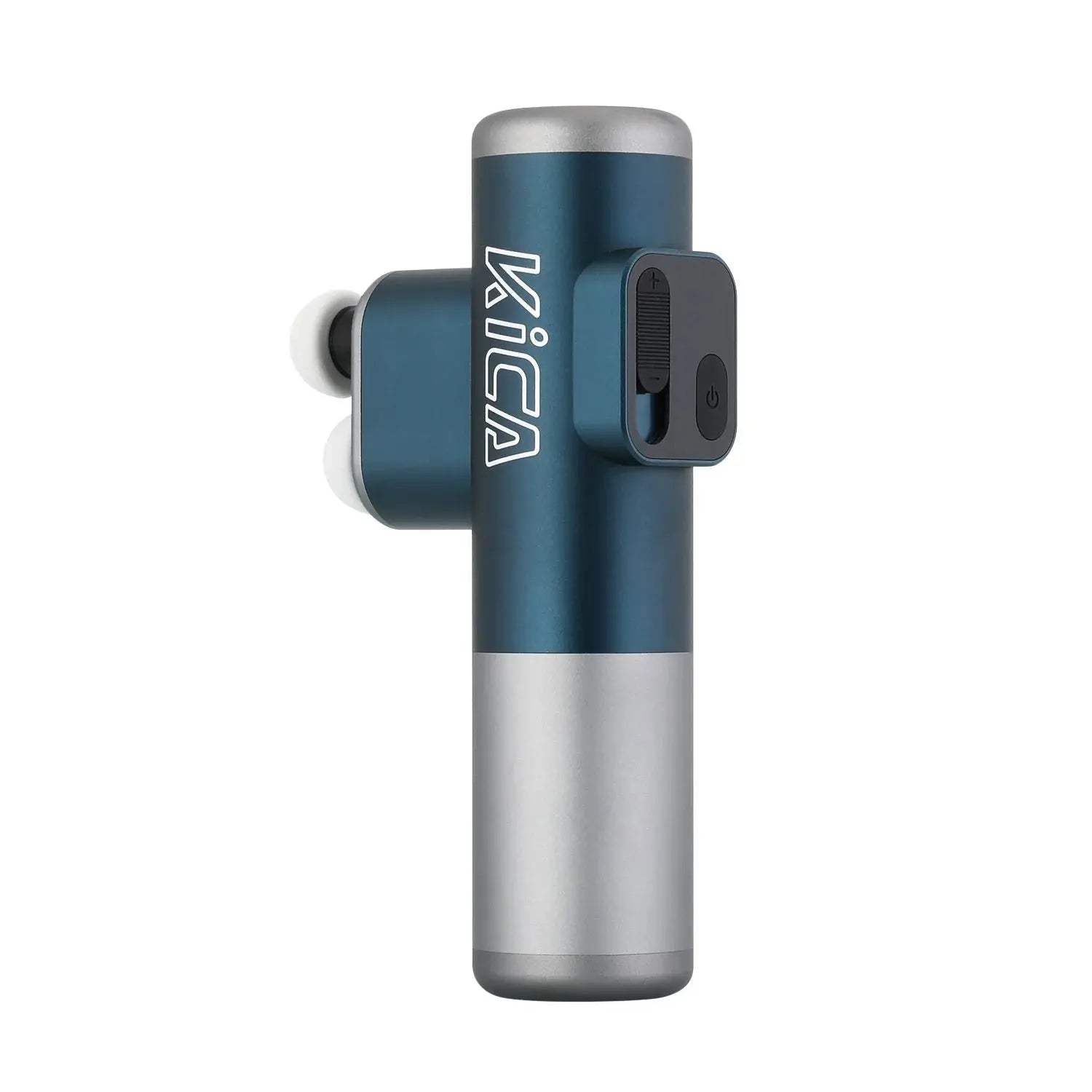 KICA 3 dual-head massage gun, handheld device with adjustable intensity levels, multiple massage heads, 3 innovative massage modes, and long-lasting battery for targeted muscle relief and relaxation. A powerful massage device with shock absorption and noise reduction.