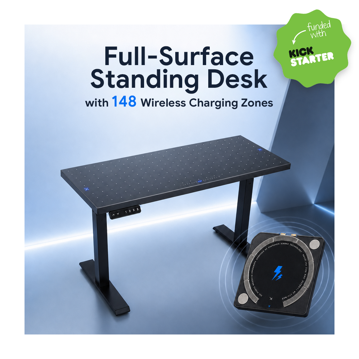 Roytask Full-Surface Standing Desk with 148 Wireless Charging Zones SchwayShop