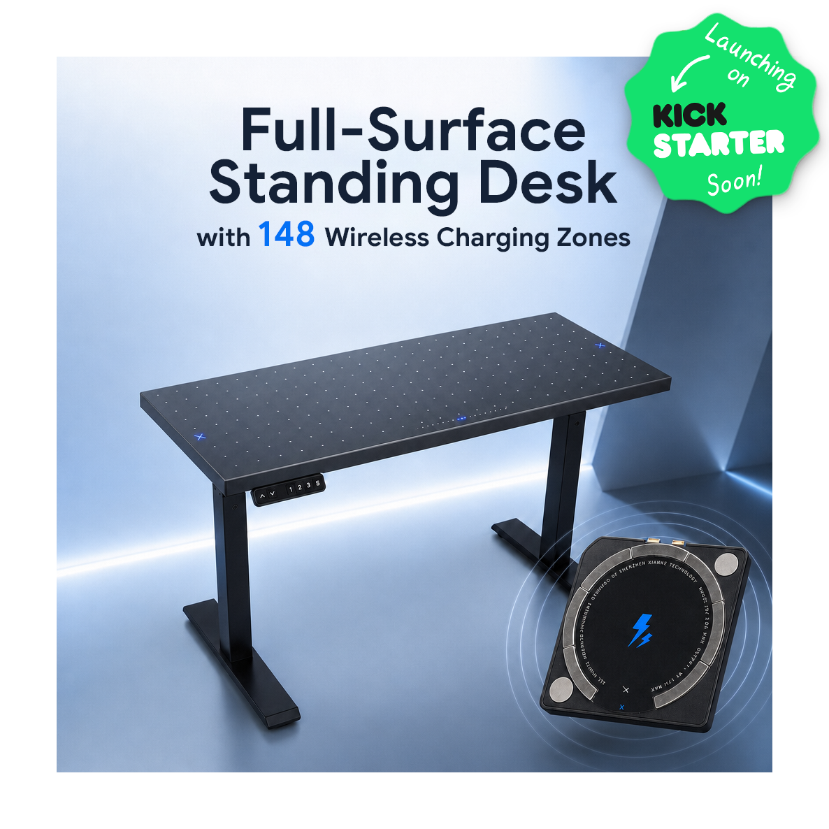 Roytask Full-Surface Standing Desk with 148 Wireless Charging Zones SchwayShop