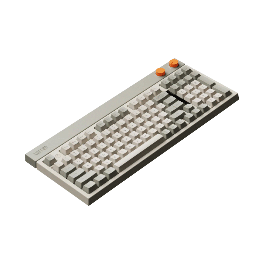 LOFREE BLOCK retro wireless mechanical keyboard uses a full POM switch which is able to be self-lubricating when in use. Hot-swappable switches for easily replacement. The Block keyboard is designed with two round knobs which are volume knob and mode knob, increases the overall vibrancy of the keyboard.