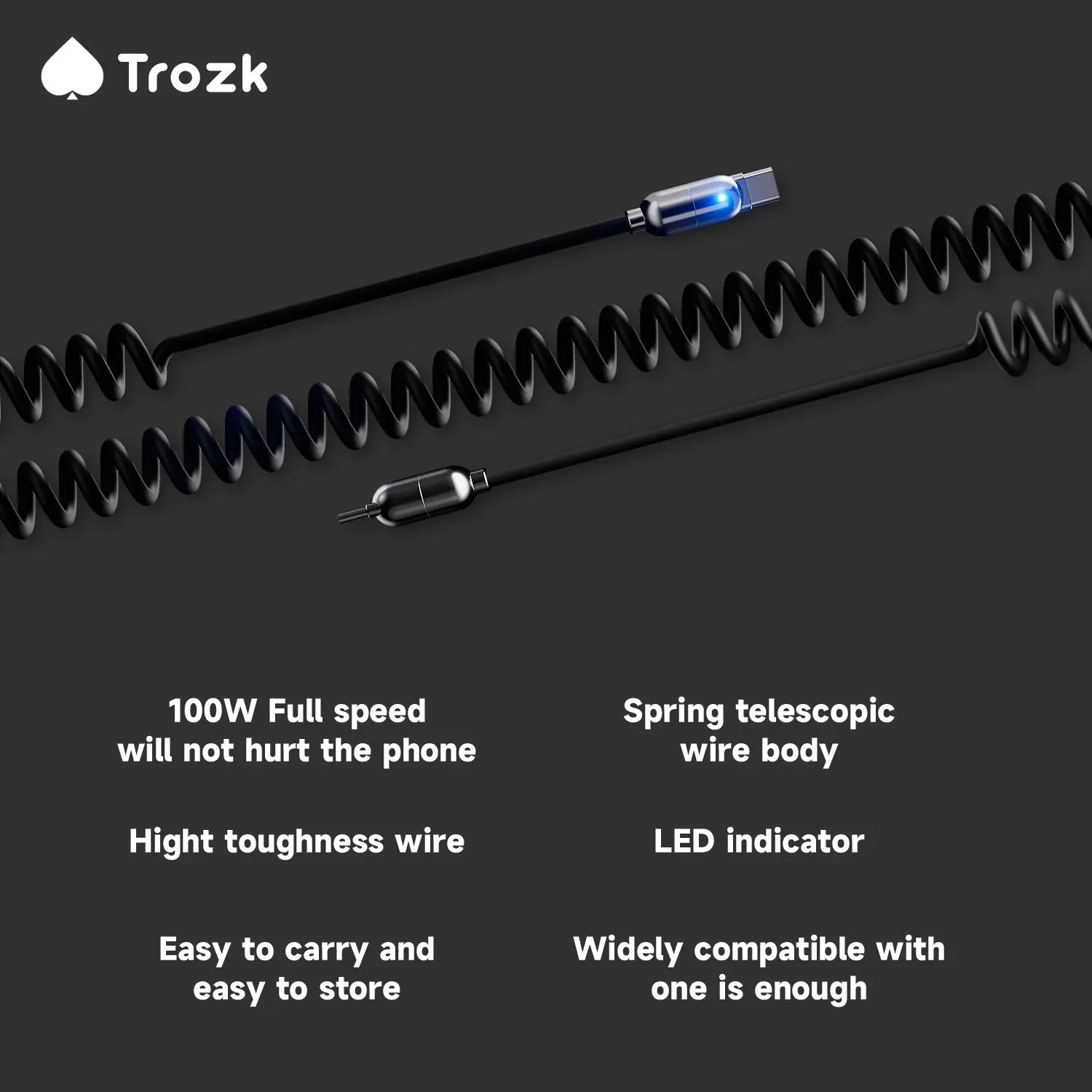 Trozk Quicksilver 27W Lightning/ 100W USB-C Fast Charging Data Cable Trozk