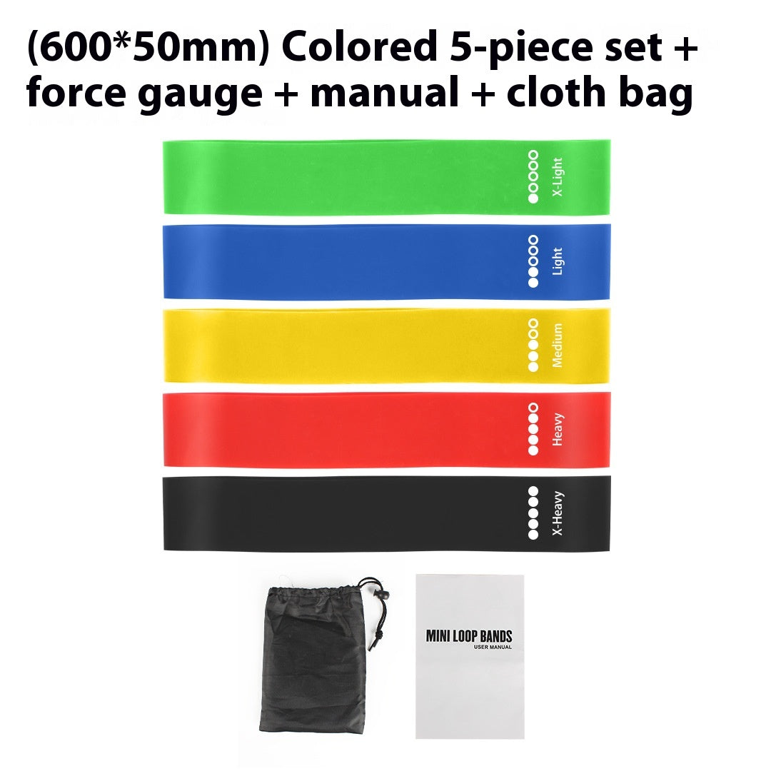 SchwayShop 5-Pack Resistance Loop Bands with Guide & Bag for Pilates & Fitness