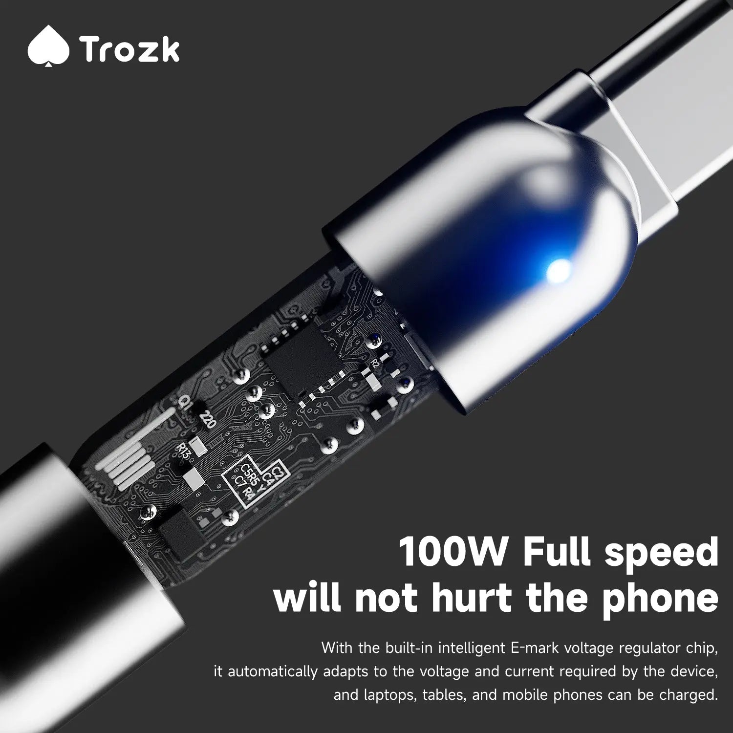 Trozk Quicksilver 27W Lightning/ 100W USB-C Fast Charging Data Cable Trozk