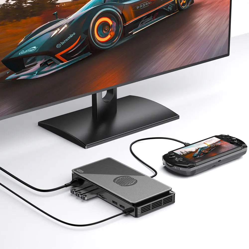 The smallest graphics card expansion dock with 4096 stream processors 36MB infinity cache, supports AMD FSR 3.0 technology, AMD smart access memory technology, AMD SmartShift MAX technology, and AV1 encoding.