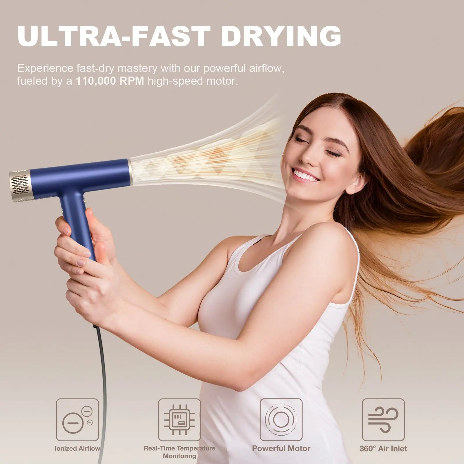YAPOY High Speed Hair Dryer for a salon-quality experience at home1
