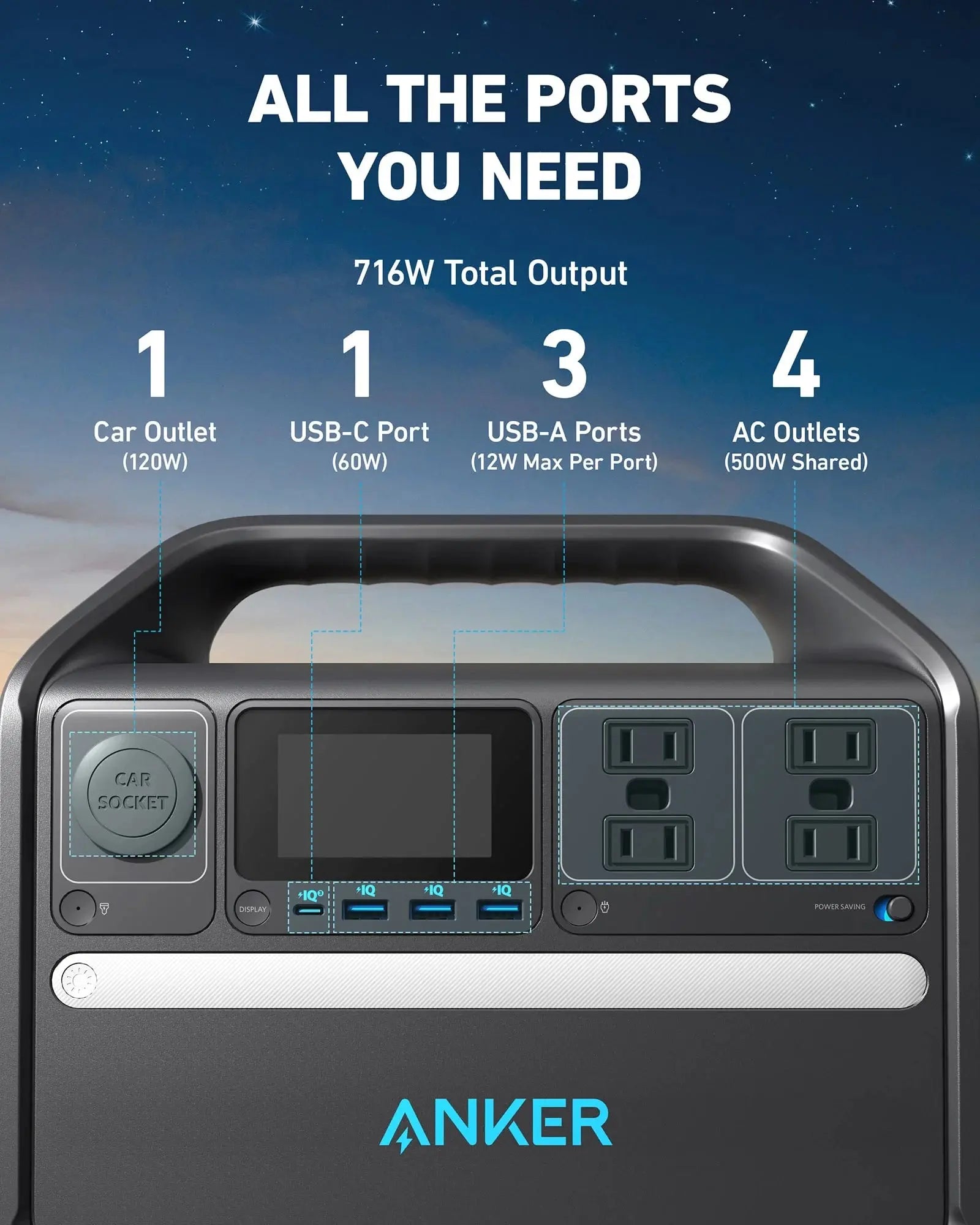 Anker PowerHouse 535 portable power station with 512Wh capacity and 500W output0