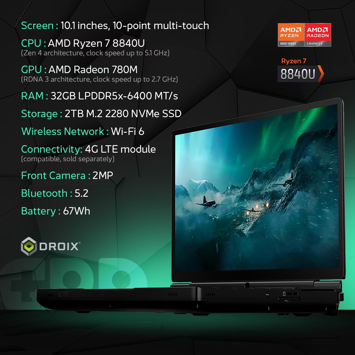 GPD WIN MAX 2 (2025) Full-screen Handheld Gaming Laptop- AMD Ryzen™ AI 9 HX 370, WiFi 6E & Bluetooth 5.3 Support