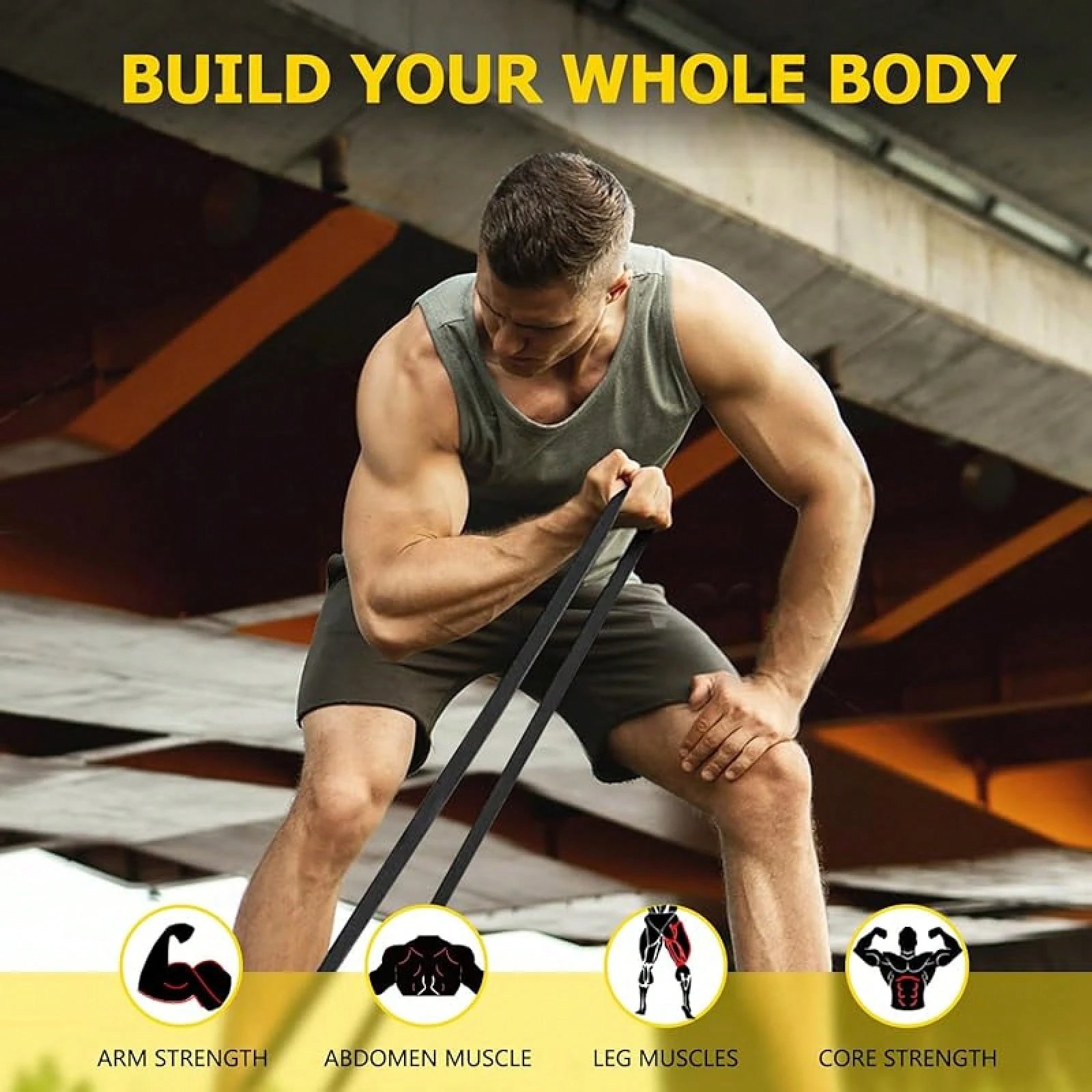 SchwayShop 4-in-1 Tension Rope | Elastic Fitness Bands for Full-Body Toning